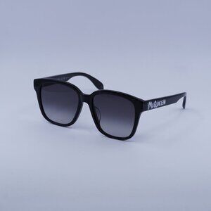 Alexander McQueen AM0331SK 001 Sunglasses Black Square Frame, Grey Lenses